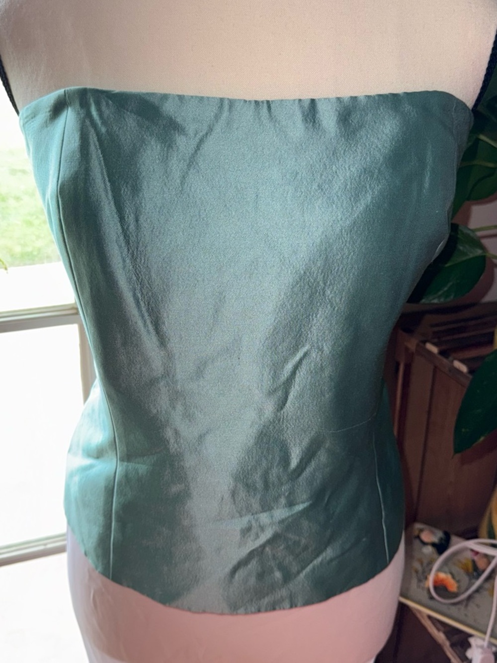 Jovani Strapless Teal Silk/Wool Blend Bustier Tube Top size 16